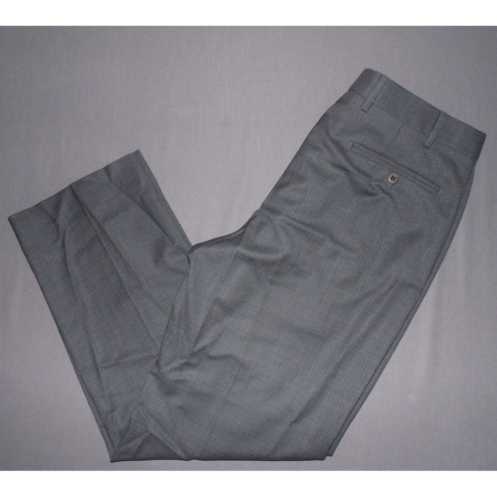 ZANELLA 100% Wool Gray Check ITALY Straight Leg Dress Pants Men's 33 X 30